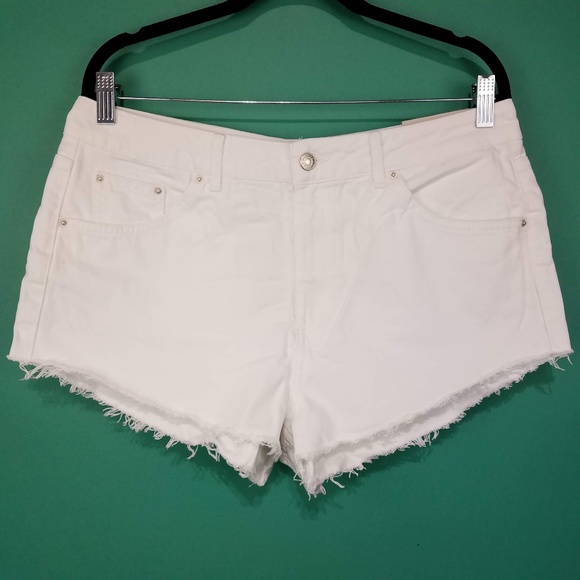 Topshop Pants - TopShop Kiri Cut Off Distressed White Denim Shorts
